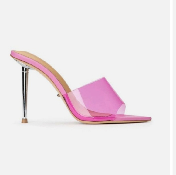 Tony Bianco Shoes - Women's Pink Clear Strap Stiletto Slide Heel